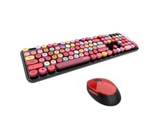 MOFII Sweet 2.4G čierno-červená / Set bezdrôtovej klávesnice + myši / US layout / 2.4Ghz USB dongle / 1600DPI 