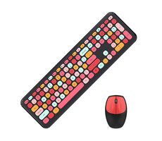 MOFII 666 2.4G čierno-červená / Set bezdrôtovej klávesnice + myši / US layout / 2.4Ghz USB dongle / 1200DPI 