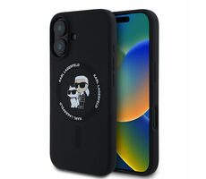 Karl Lagerfeld Liquid Silicone Karl and Choupette MagSafe Zadný Kryt pre Apple iPhone 16 PLUS čierna