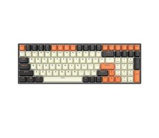 Royal Kludge RK100 hnedé spínače čierno-oranžová / Bezdrôtová klávesnica / mechanická / 2.4GHz & BT & USB / US Layout