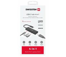 Swissten USB-C HUB 4-IN-1 / USB-C PD / USB 3.0 / USB 2.0 / HDMI / hliník