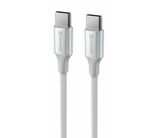 Swissten TEXTILE II dátový kábel USB-C - USB-C 1.5m biela