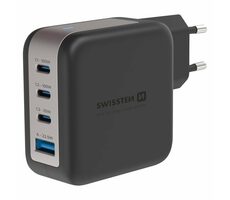 Swissten Sieťový adaptér GaN čierna / 3x USB-C 100W PD / USB 18W QC
