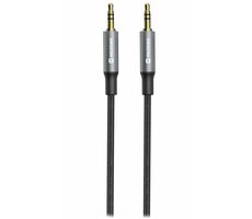 Swissten TEXTILE prepojovací audio kábel Jack 3.5mm (M) - Jack 3.5mm (M) 1.5m čierna