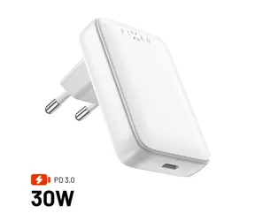 FIXED Sieťová GaN nabíjačka Slim s USB-C výstupom a podporou PD 30W biela