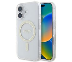 Guess IML Glitter Ring MagSafe Zadný Kryt pre Apple iPhone 16 PLUS číra