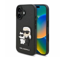 Karl Lagerfeld PU Saffiano Karl and Choupette Zadný Kryt pre Apple iPhone 16 PLUS čierna