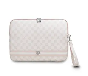 DKNY PU Leather Checkered Pattern and Stripe Obal na Notebook 13/14" ružová