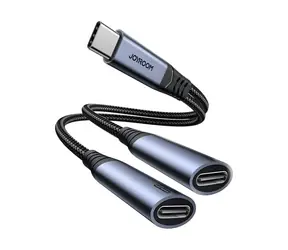 Joyroom SY-C03 Audio adaptér 2v1 USB-C (M) - duálny USB-C (F) čierna 