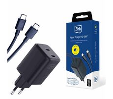 3mk Hyper Charger PD 45W USB Cable C to C Black