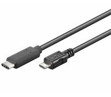PremiumCord Kábel USB C samec - USB 2.0 konektor Micro-B samec 0.6m čierna