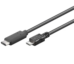 PremiumCord Kábel USB C samec - USB 2.0 konektor Micro-B samec 0.6m čierna