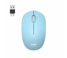 PORT CONNECT Wireless COLLECTION azúrová / bezdrôtová myš / USB-A/USB-C dongle / 2.4Ghz / 1600 DPI