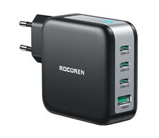 Rocoren GaN čierna / Nabíjací adaptér / 100W / 3x USB-C / 1x USB-A 