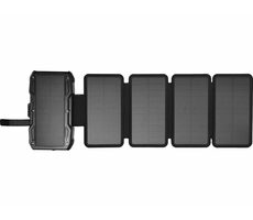 Sandberg Solar 5-Panel Powerbank čierna / bezdrôtové nabíjanie / USB-A/C / 10000mAh / 15W / IP54 / LCD displej
