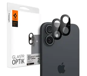 Spigen Glass tR Optik 2 Pack ochranné sklo na fotoaparát pre Apple iPhone 16/16 PLUS 2ks čierna 