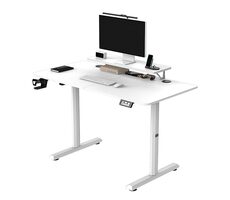 Ultradesk HIGHLANDER biela / Pracovný elektricky nastaviteľný stôl / 120 x 60 x 72-117 cm 