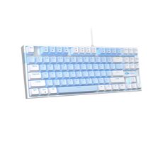 MageGee MK-STAR bielo-modrá / Mechanická klávesnica / US layout / kábel USB-A / RGB podsvietenie 