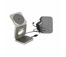 Epico UltraBase EF55 Qi2 Bezdrôtový nabíjací stojan titanová / MagSafe / 3v1 / 15W