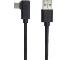 PremiumCord Kábel USB Typ C/M 90° ohnutý konektor - USB 3.0 A/M 3M čierna