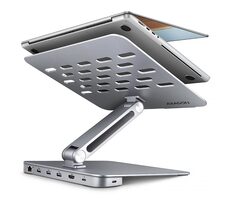 Axagon HMC-STND, stojan pre 10"-16" notebooky, USB 5Gbps húb, 3x USB-A, HDMI 4k/60Hz, RJ-45, PD 100W, kábel USB-C 60cm