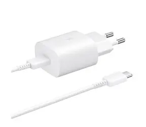 Samsung EP-TA800EWE 25W adaptér + USB-C kábel (Bulk) biela / USB-C nabíjačka / 25W / S káblom  