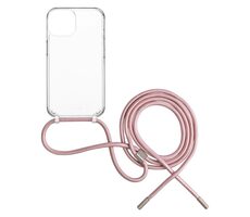 FIXED Zadný kryt Pure Neck s ružovou šnúrkou na krk pre Samsung Galaxy S25+