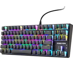 PREYON Brown Blitz Claw čierna / herná klávesnica / mechanická / spínače Gateron Brown / TKL / RGB / USB