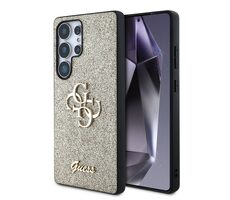 Guess PU FIXED Glitter 4G Metal Logo Zadný Kryt pre Samsung Galaxy S25 Ultra zlatá