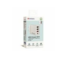 Verbatim USB nabíjačka do siete 30W biela / 30w / 4 porty 