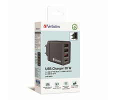Verbatim USB nabíjačka do siete 30W čierna / 30w / 4 porty
