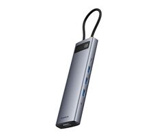 Rozbalené - Baseus StarJoy USB-C rozbočovač 11v1 šedá / HDMI + VGA / USB-A / USB-C / RJ-45 / 3.5mm jack / SD/TF / rozbalené