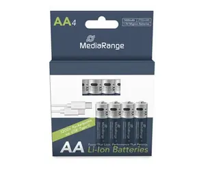MediaRange nabíjací USB-C Li- ION batéria Mignon AA / 1400mAh / 1.5V / 4ks