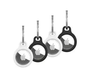 FIXED Silikónové puzdro Silky pre Apple AirTag 4ks 2x čierne + 2x biele