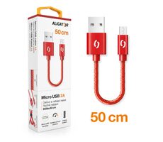 Aligator Dátový kábel Premium 2A / Micro USB 50cm červený