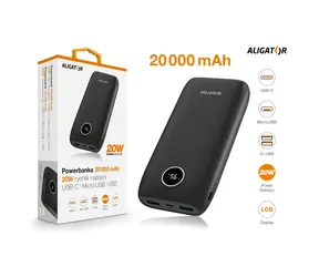 Aligator Power bank PD20W+QC22.5W / 20000mAh / čierna