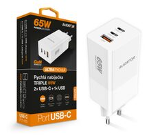 Aligator Rýchla nabíjačka GaN / PD 65W / 2xUSB-C / 1xUSB-A / biela