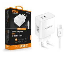 Aligator Rýchla nabíjačka PD 20W USB-C / USB-C / USB-C kábel / biela
