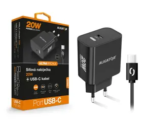 Aligator Rýchla nabíjačka PD 20W USB-C/USB-C/USB-C/čierna