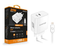 Aligator Rýchla nabíjačka USB-C PD 20W s káblom USB-C/Lightning (iPhone) / biela