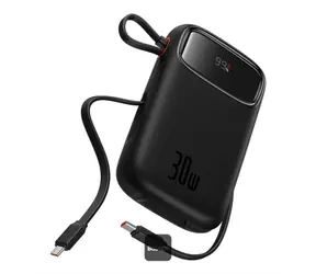Baseus Qpow2 10000mAh 30W s káblom USB-C čierna / Powerbanka / 3xUSB-C / 1xUSB-A