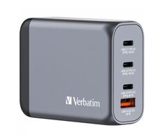 Verbatim 32202 Cestovný univerzálny GaN nabíjací adaptér 100W šedá / 3x USB-C / 1x USB-A / QC / PD