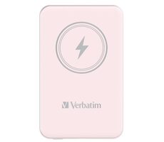 Verbatim Charge 'n' Go Magnetická bezdrôtová powerbanka 5000mAh ružová / USB-C / MagSafe / 15-20W