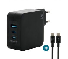 Mobilis Wall Charger 100W čierna / 2x USB-C / 1x USB-A / nabíjací kábel USB-C - USB-C