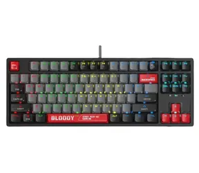 A4Tech BLOODY S87 (Red Switch) čierna / Herná klávesnica / RGB / CZ layout / Red Switch / USB-A / 1.8 m