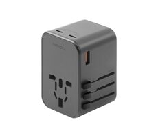 Energea TravelWorld univerzálny adaptér GAN65 šedá / PD65W & PPS55W & QC3.0 / 65W 