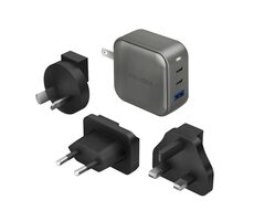 Energea TravelWorld univerzálny adaptér GAN66 sivá / PD66W s PPS44W & QC3.0 / 66W 