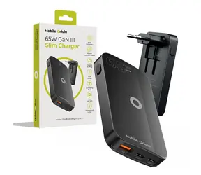 Mobile Origin 65W GaN III Slim Charger dual USB-C/Single USB-A čierna / kompaktná nabíjačka / 65W