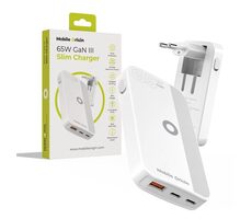 Mobile Origin 65W GaN III Slim Charger dual USB-C/Single USB-A biela / kompaktná nabíjačka / 65W