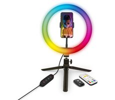 YENKEE YSM 710 LED Ring biela / selfie stojan na mobil / LED ring / 29 farieb / 800lm / 8 úrovní jasu